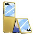Samsung Galaxy Z Flip7 Custodia in plastica con protezione dello schermo esterna in vetro temperato - Gialla