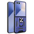 Custodia ibrida con anello rotante e protezione per fotocamera per Samsung Galaxy Z Flip7 - Blu