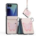 Custodia Samsung Galaxy Z Flip8 Dux Ducis Luvy con anello per le dita e cinturino per la mano - Rosa chiaro / Farfalla