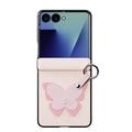 Custodia Samsung Galaxy Z Flip8 Dux Ducis Luvy con anello per le dita e cinturino per la mano - Rosa chiaro / Farfalla
