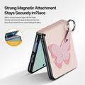 Custodia Samsung Galaxy Z Flip8 Dux Ducis Luvy con anello per le dita e cinturino per la mano - Rosa chiaro / Farfalla