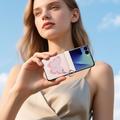 Custodia Samsung Galaxy Z Flip8 Dux Ducis Luvy con anello per le dita e cinturino per la mano - Rosa chiaro / Farfalla