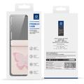 Custodia Samsung Galaxy Z Flip8 Dux Ducis Luvy con anello per le dita e cinturino per la mano - Rosa chiaro / Farfalla