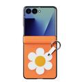 Custodia per Samsung Galaxy Z Flip8 Dux Ducis Luvy con anello per le dita e cinturino per la mano - Arancione / Margherita