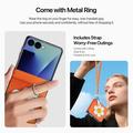 Custodia per Samsung Galaxy Z Flip8 Dux Ducis Luvy con anello per le dita e cinturino per la mano - Arancione / Margherita