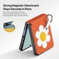 Custodia per Samsung Galaxy Z Flip8 Dux Ducis Luvy con anello per le dita e cinturino per la mano - Arancione / Margherita
