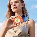 Custodia per Samsung Galaxy Z Flip8 Dux Ducis Luvy con anello per le dita e cinturino per la mano - Arancione / Margherita