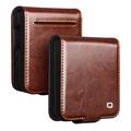 Custodia in pelle a portafoglio Samsung Galaxy Z Flip8 Qialino Classic - Marrone Scuro