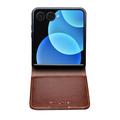 Custodia in pelle a portafoglio Samsung Galaxy Z Flip8 Qialino Classic - Marrone Scuro