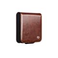 Custodia in pelle a portafoglio Samsung Galaxy Z Flip8 Qialino Classic - Marrone Scuro