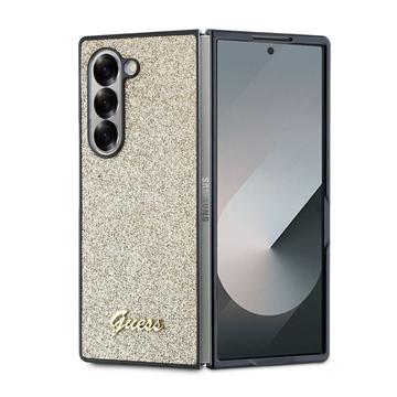 Custodia Ibrida Guess Glitter Flakes Metal Logo per Samsung Galaxy Z Fold6 - Color Oro