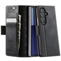 Custodia a portafoglio in pelle di vitello con blocco RFID Samsung Galaxy Z Fold7 Caseme 033 - Nera