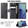 Custodia a portafoglio in pelle di vitello con blocco RFID Samsung Galaxy Z Fold7 Caseme 033 - Nera