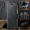 Custodia a portafoglio in pelle di vitello con blocco RFID Samsung Galaxy Z Fold7 Caseme 033 - Nera