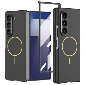 Custodia magnetica sottile con protezione dello schermo in vetro temperato Samsung Galaxy Z Fold7 GKK - Nera