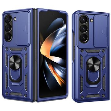 Custodia ibrida con anello rotante e protezione per fotocamera per Samsung Galaxy Z Fold7 - Blu