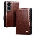 Custodia in pelle a portafoglio Samsung Galaxy Z Fold8 Qialino Classic - Marrone Scuro