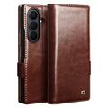 Custodia in pelle a portafoglio Samsung Galaxy Z Fold8 Ultra Qialino Classic - Marrone Scuro