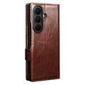Custodia in pelle a portafoglio Samsung Galaxy Z Fold8 Ultra Qialino Classic - Marrone Scuro