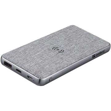 Sandberg Qi Power Bank 10000mAh - PD 20W, USB-C/USB-A - Grigio