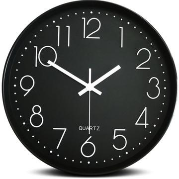 Orologio da parete silenzioso con numeri - 30 cm - Nero / Bianco