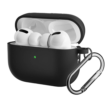 Custodia in silicone per AirPods Pro 2 con moschettone - nera