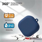 Custodia in silicone per Samsung Galaxy Buds 4/Buds 4 Pro con moschettone - Blu Scuro
