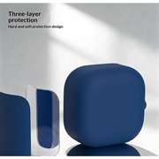 Custodia in silicone per Samsung Galaxy Buds 4/Buds 4 Pro con moschettone - Blu Scuro