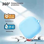 Custodia in silicone per Samsung Galaxy Buds 4/Buds 4 Pro con moschettone - Azzurra