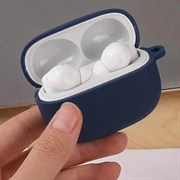 Custodia in silicone per Xiaomi Redmi Buds 8 Pro con moschettone - Blu Scuro