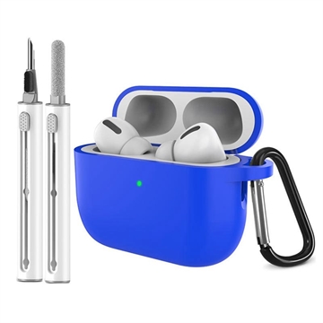 Custodia in silicone per AirPods Pro 3 con moschettone e penna per la pulizia - Blu