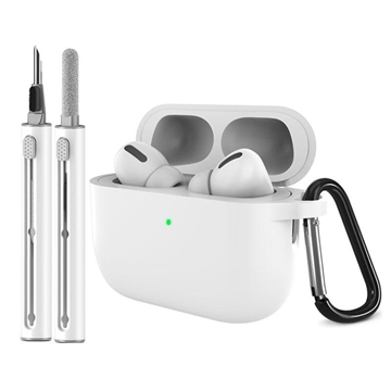Custodia in silicone per AirPods Pro 3 con moschettone e penna per la pulizia - Bianco