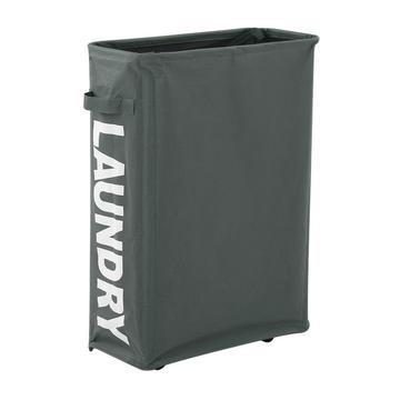 Cesto da bucato pieghevole in Oxford con ruote e coperchio con coulisse in rete - Grigio