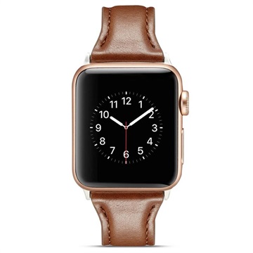 Apple Watch Series 5/4/3/2/1 Slim Leather Strap - 44mm, 42mm - Coffee