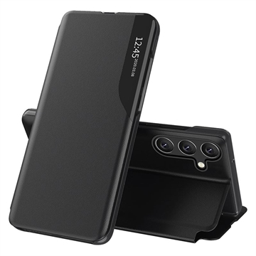Custodia Flip Smart Clear View per Samsung Galaxy S25 FE - Nera