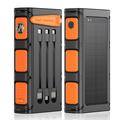 Power bank solare da 20000mAh con manovella, torcia a LED e cavi integrati - Arancione / Nero