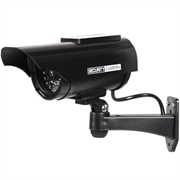 Telecamera di sicurezza fittizia ad energia solare con LED lampeggiante - Nero