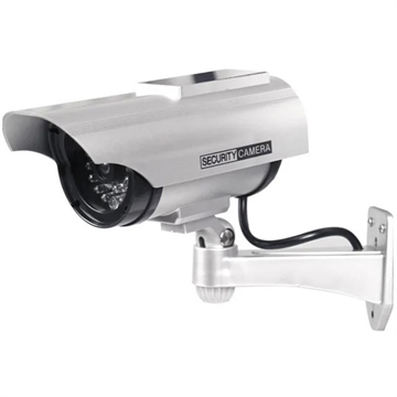 Telecamera di sicurezza fittizia ad energia solare con LED lampeggiante - Argento