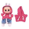 Felpa con cappuccio a tinta unita per Labubu Mini Figure 17cm - Rosa caldo
