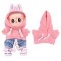 Felpa con cappuccio a tinta unita per Labubu Mini Figure 17cm - Rosa