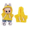Felpa con cappuccio a tinta unita per Labubu Mini Figure 17cm - Giallo