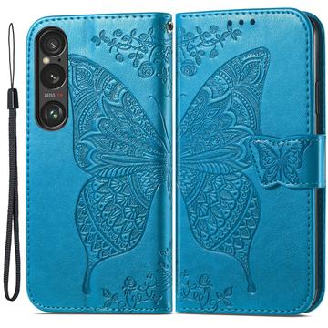 Custodia a portafoglio per Sony Xperia 1 VI serie Butterfly - Blu