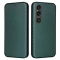 Custodia Flip Sony Xperia 1 VI - Fibra di Carbonio - Verde