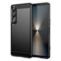 Custodia in TPU spazzolato per Sony Xperia 1 VII - Fibra di Carbonio - Nera