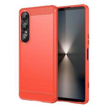 Custodia in TPU spazzolato per Sony Xperia 1 VII - Fibra di Carbonio