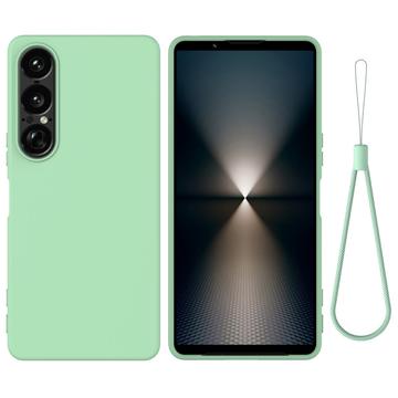 Custodia in silicone liquido con cinghia a mano per Sony Xperia 1 VII