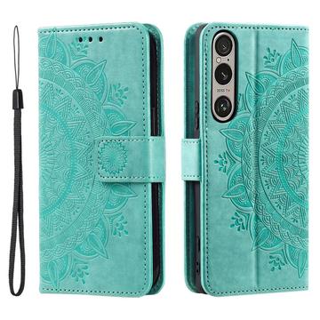Custodia a portafoglio per Sony Xperia 1 VII serie Mandala - Verde