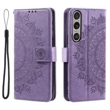 Custodia a portafoglio per Sony Xperia 1 VII serie Mandala - Viola