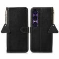 Custodia a Portafoglio in Pelle con RFID per Sony Xperia 1 VII - Nera