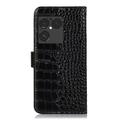Custodia in Pelle a Portafoglio Serie Crocodile con RFID per Sony Xperia 1 VIII - Nera